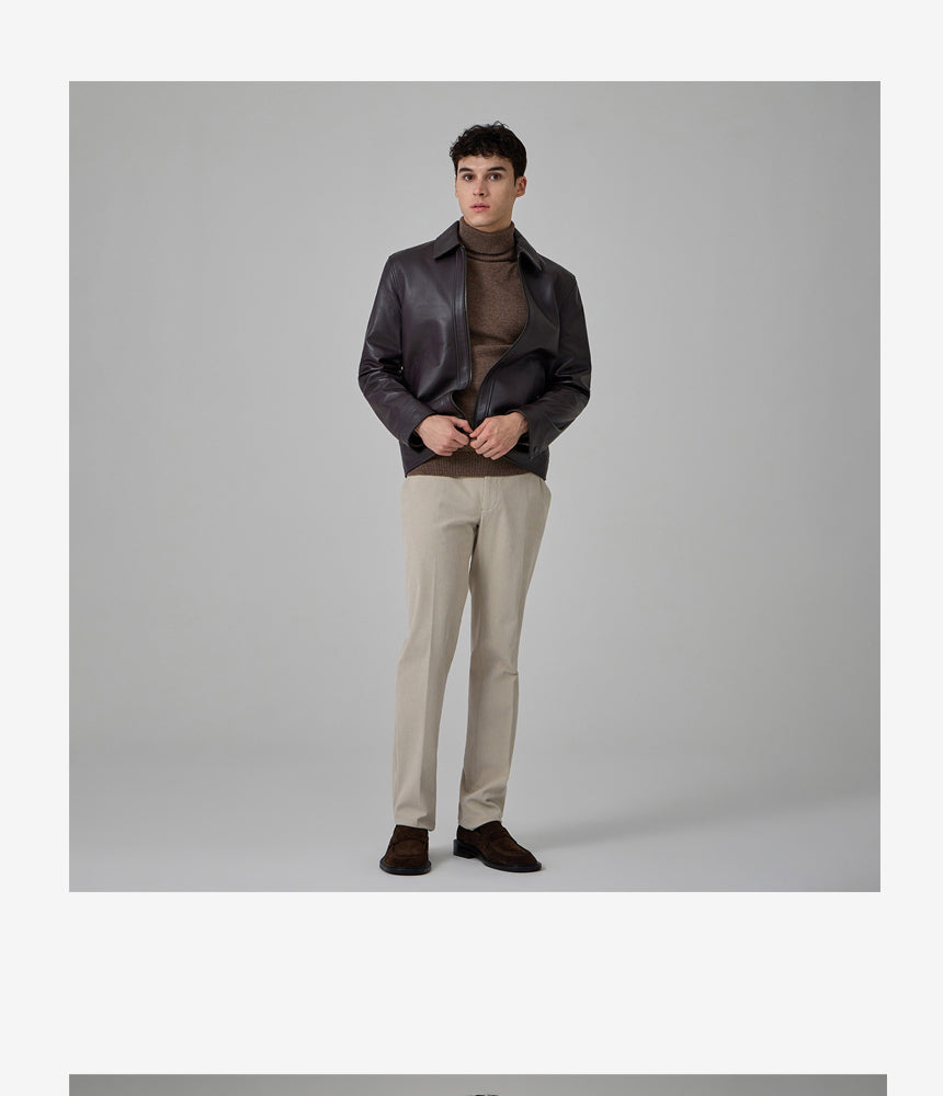 BASSO HOMME WSA3MU96A brown 100% lambskin zip jacket