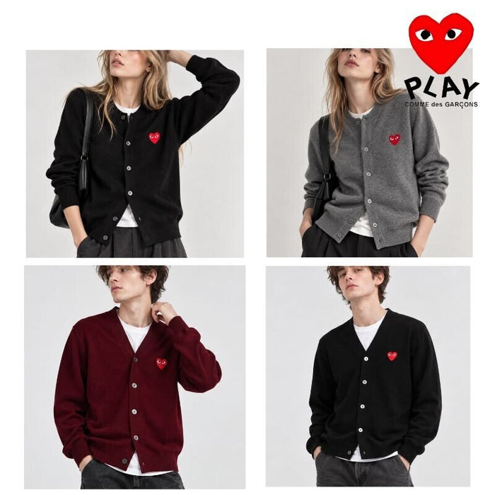COMME des GARÇONS PLAY Red Heart Cardigan – Crew Neck & V-Neck