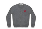 COMME des GARCONS PLAY red heart crew-neck cardigan in gray