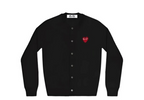 COMME des GARCONS PLAY red heart crew-neck cardigan in black