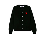COMME des GARCONS PLAY red heart V-neck cardigan in black