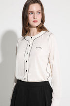 LESHOP BLANC Women's Contrast-Trim Wool-Blend Cardigan L1G32KCD070 — original supplier image 1003-gallery-01
