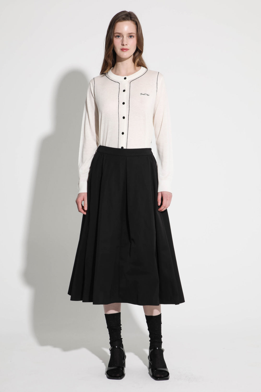 LESHOP BLANC Women's Contrast-Trim Wool-Blend Cardigan L1G32KCD070 — original supplier image 1003-gallery-04