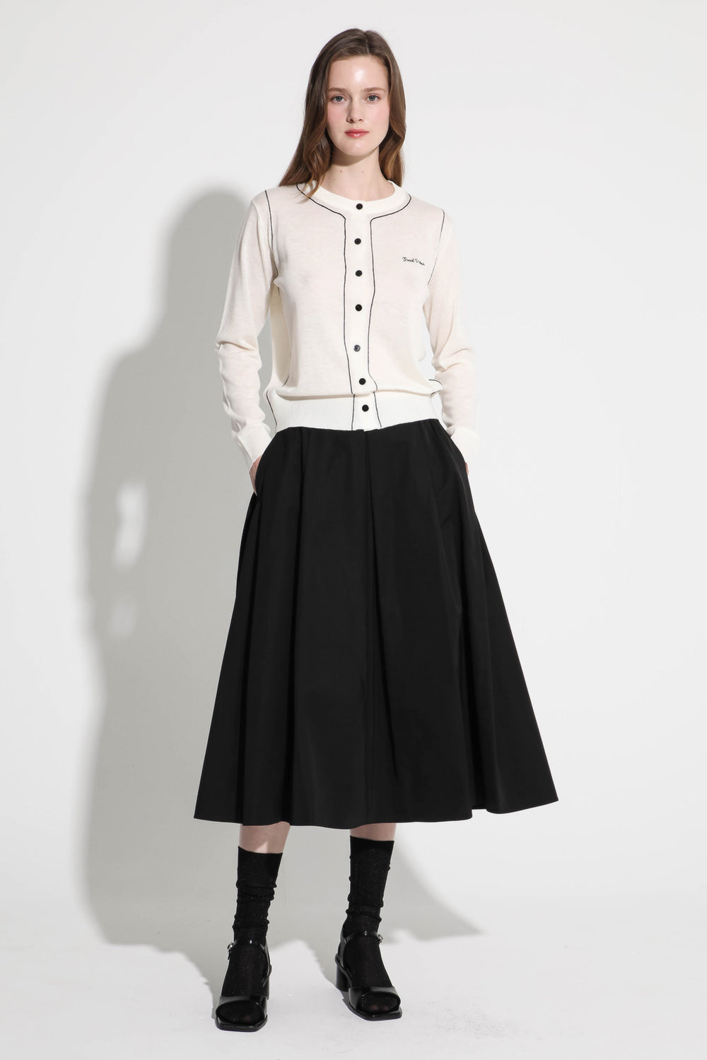 LESHOP BLANC Women's Contrast-Trim Wool-Blend Cardigan L1G32KCD070 — original supplier image 1003-gallery-06