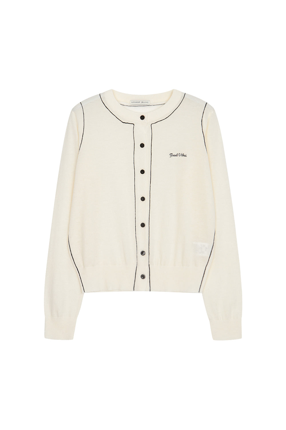LESHOP BLANC Women's Contrast-Trim Wool-Blend Cardigan L1G32KCD070 — original supplier image 1003-gallery-07