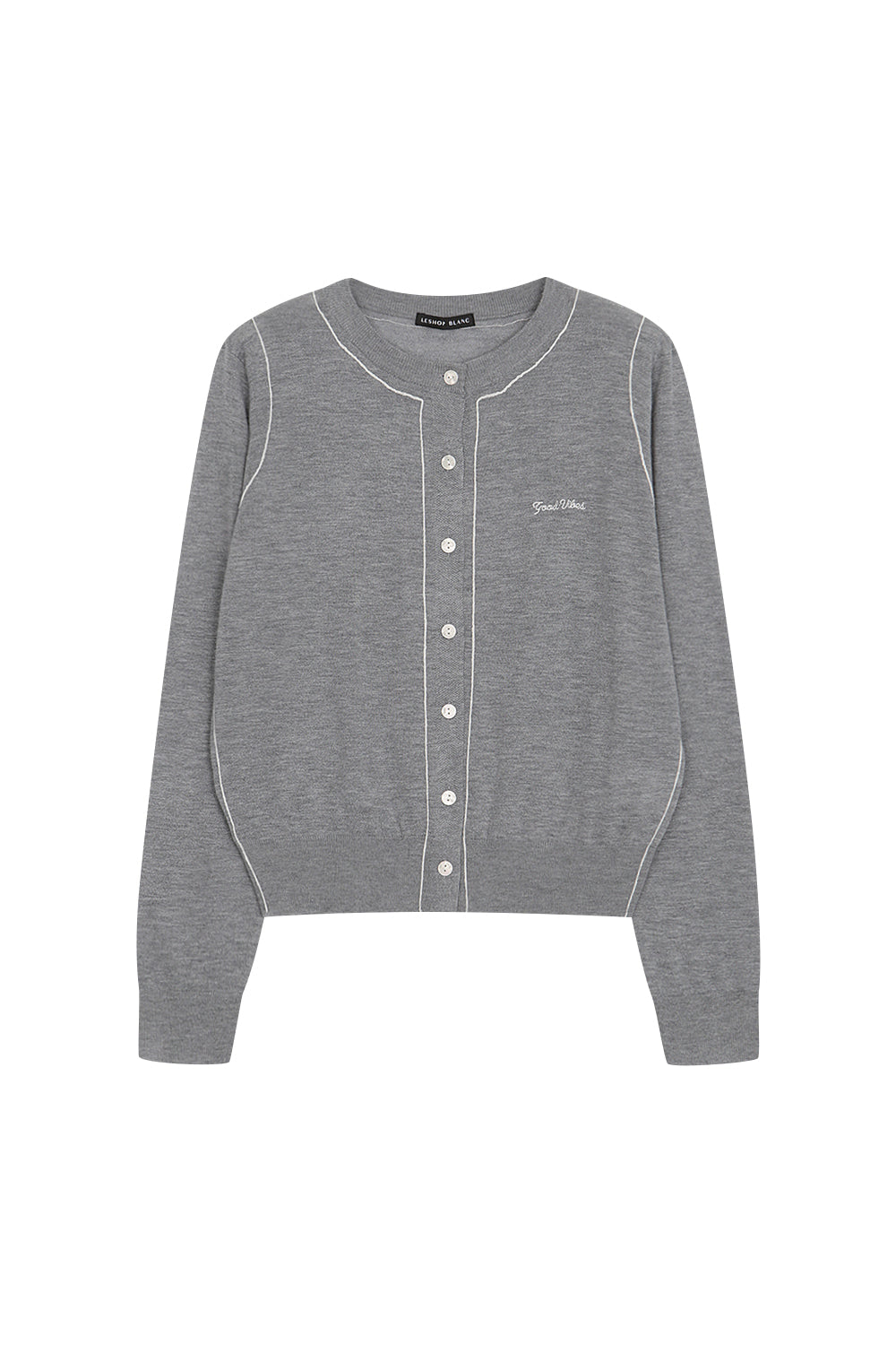 LESHOP BLANC Women's Contrast-Trim Wool-Blend Cardigan L1G32KCD070 — original supplier image 1003-gallery-09