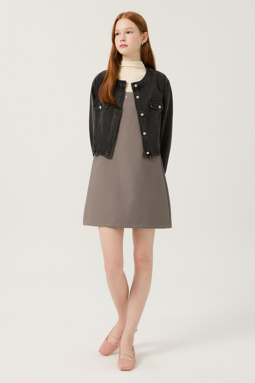 LESHOP BLANC Round-Neck Cropped Denim Jacket L2F35DJK011 — original supplier image 10485-gallery-05