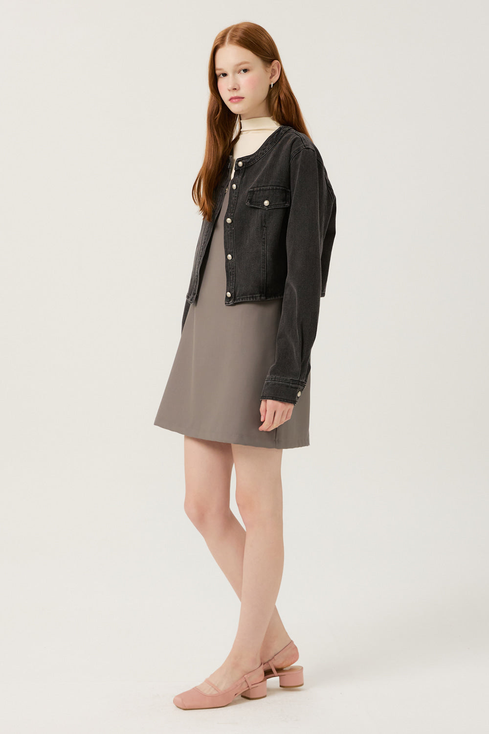 LESHOP BLANC Round-Neck Cropped Denim Jacket L2F35DJK011 — original supplier image 10485-gallery-06