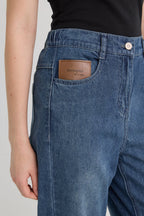 Bonispax Women's Leather-Label Baggy Indigo Jeans B1G32DSL030 — original supplier image 1102-gallery-06