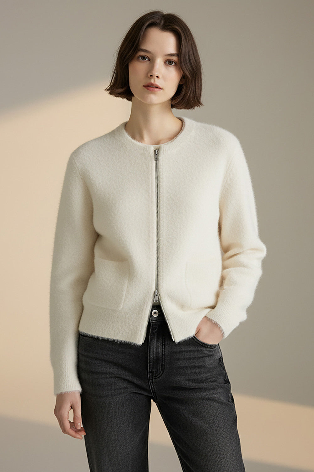 Bonispax Women's Eyelash-Knit Zip Cardigan B3F42KCD040 — 1896-gallery-00