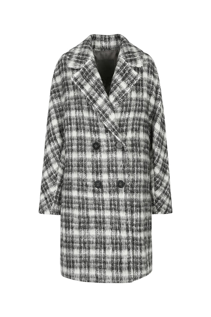 DECO Women's Alpaca Wool-Blend Check Double-Breasted Coat DCJHD4T04W