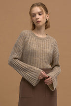 LESHOP BLANC Women's Glitter Ribbed Crewneck Sweater L2G45KPO200 — 2225-gallery-00