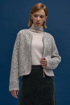 LESHOP BLANC Women's Two-Way Zip Tweed-Knit Cardigan L1G42KCD070 — original supplier image 2246-gallery-01