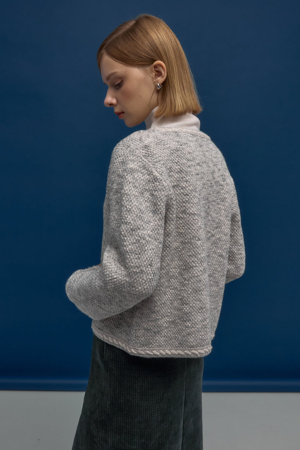LESHOP BLANC Women's Two-Way Zip Tweed-Knit Cardigan L1G42KCD070 — original supplier image 2246-gallery-03