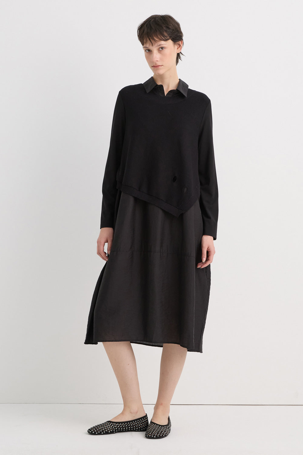 Bonispax Women's Shirt-Collar Distressed-Trim Knit Dress B1G32WOP020 — original supplier image 2297-gallery-00