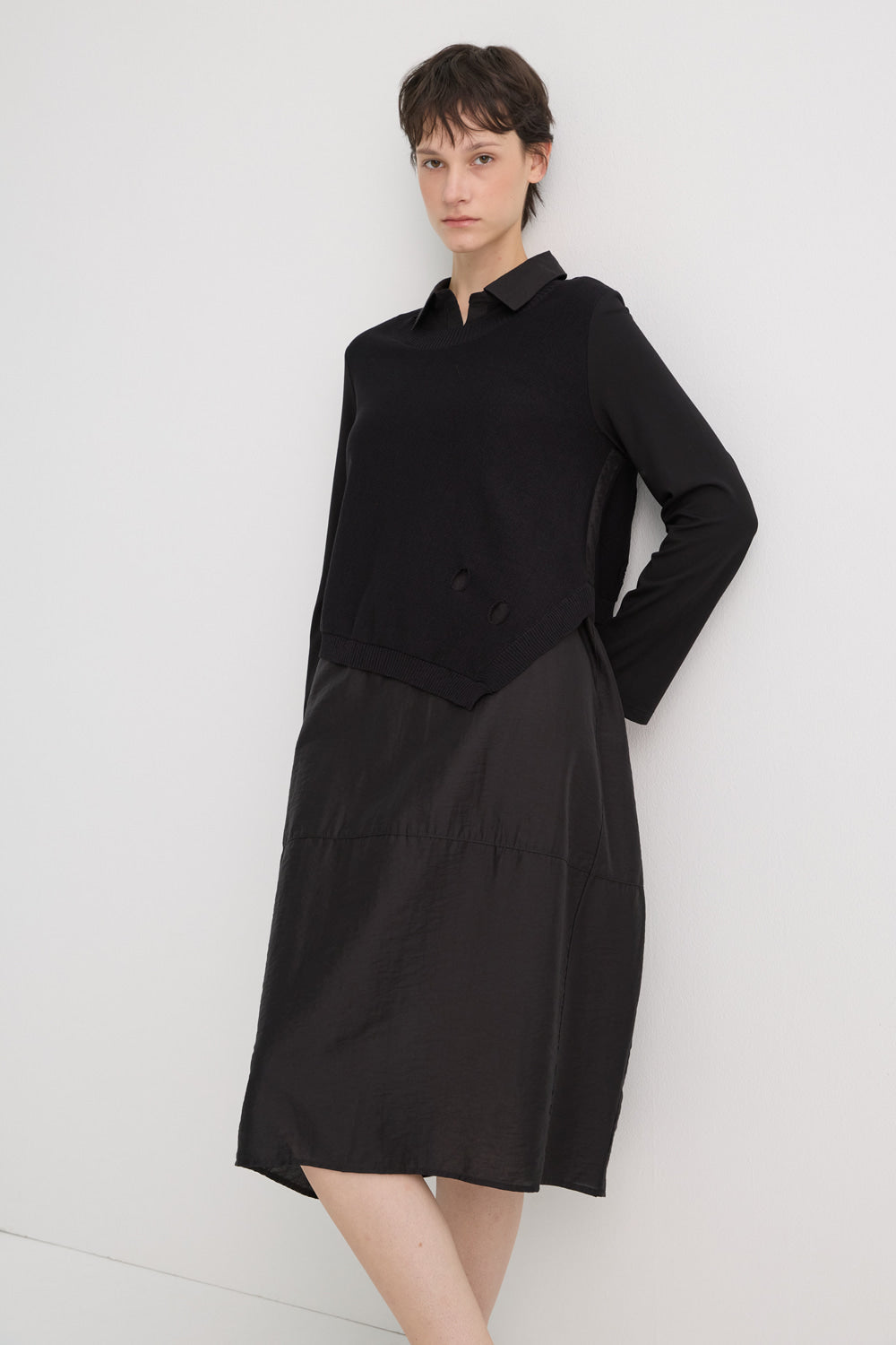 Bonispax Women's Shirt-Collar Distressed-Trim Knit Dress B1G32WOP020 — original supplier image 2297-gallery-01