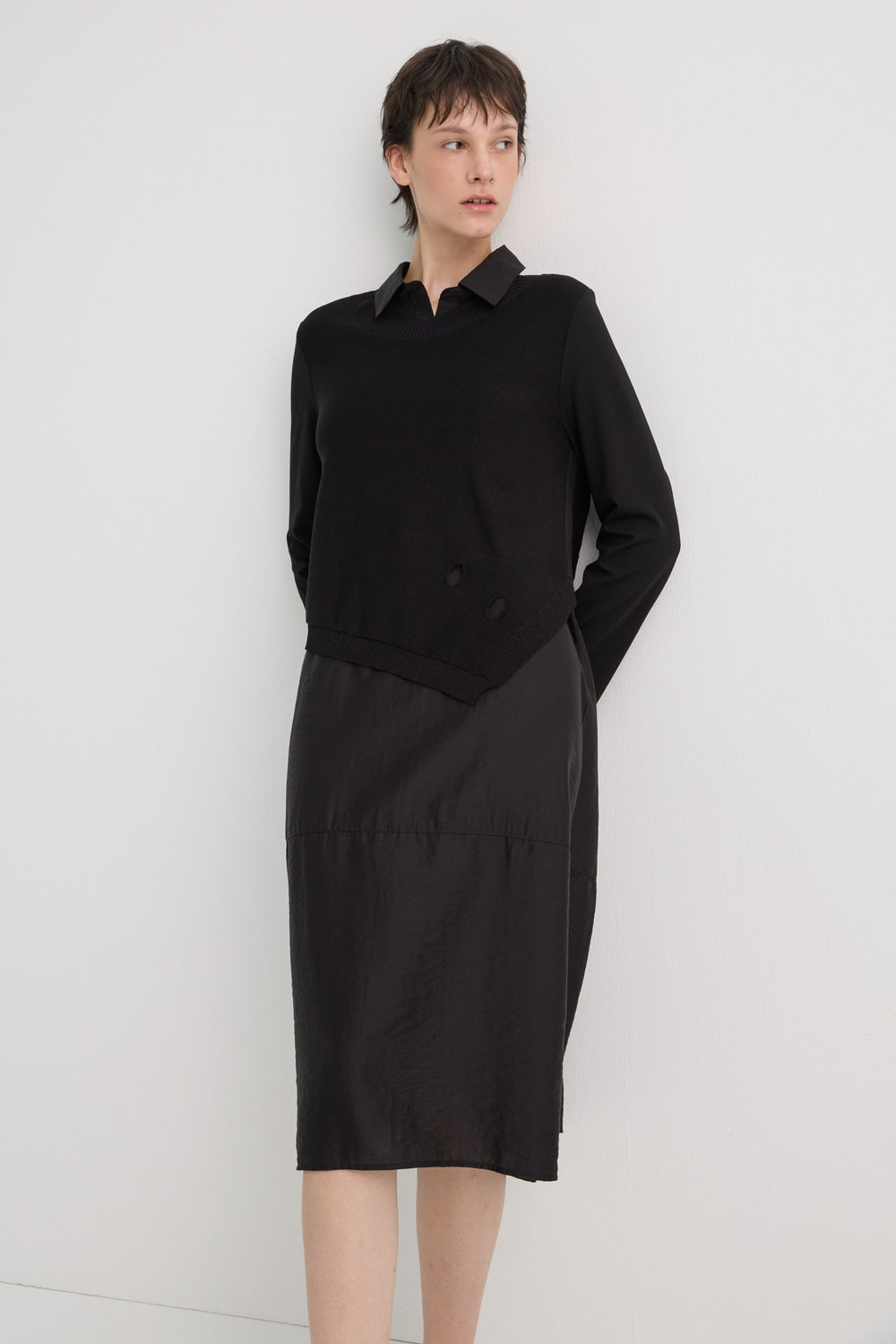 Bonispax Women's Shirt-Collar Distressed-Trim Knit Dress B1G32WOP020 — original supplier image 2297-gallery-02