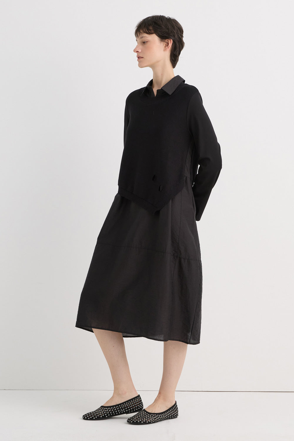 Bonispax Women's Shirt-Collar Distressed-Trim Knit Dress B1G32WOP020 — original supplier image 2297-gallery-03