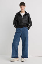 Bonispax Women's Contrast-Piping Faux-Leather Bomber Jacket B1G35LJK550 — 2299-gallery-03