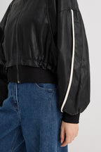 Bonispax Women's Contrast-Piping Faux-Leather Bomber Jacket B1G35LJK550 — 2299-gallery-06