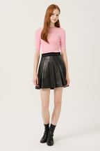 Reete Women's Lettered-Waist Pleated Faux-Leather Skirt U1F32LSK010 — 324-gallery-00