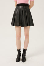 Reete Women's Lettered-Waist Pleated Faux-Leather Skirt U1F32LSK010 — 324-gallery-01