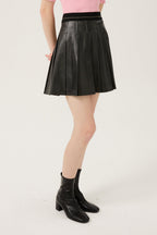 Reete Women's Lettered-Waist Pleated Faux-Leather Skirt U1F32LSK010 — 324-gallery-02