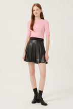 Reete Women's Lettered-Waist Pleated Faux-Leather Skirt U1F32LSK010 — 324-gallery-05