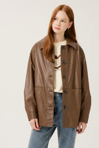 Reete Women's Contrast-Stitch Faux-Leather Collared Jacket U1F32LJK020 — original supplier image 389-gallery-02