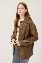 Reete Women's Contrast-Stitch Faux-Leather Collared Jacket U1F32LJK020 — original supplier image 389-gallery-03