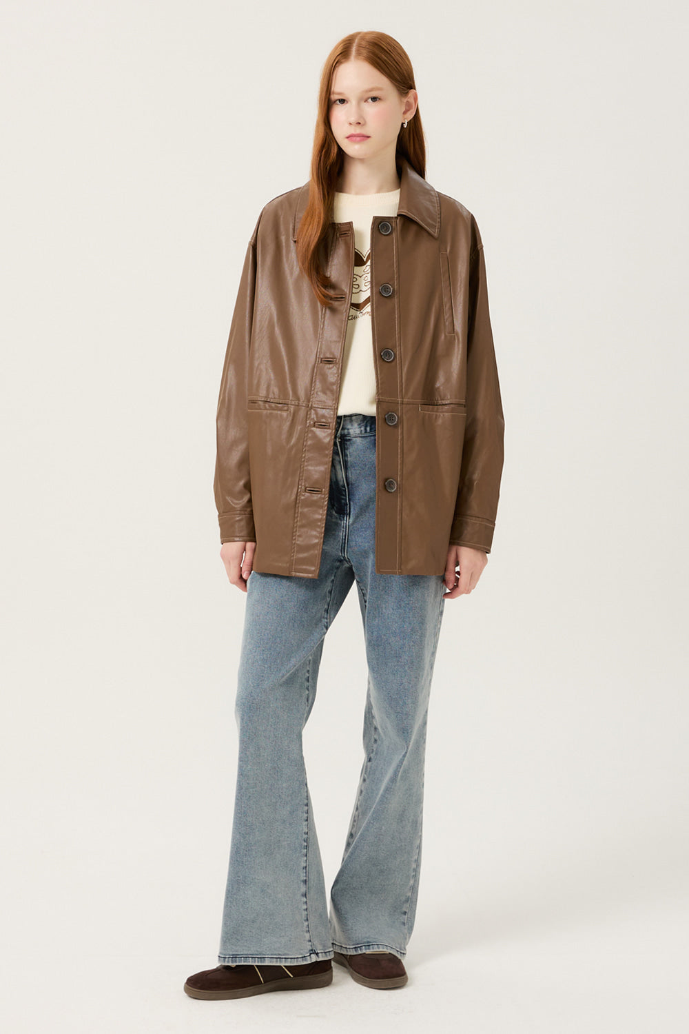 Reete Women's Contrast-Stitch Faux-Leather Collared Jacket U1F32LJK020 — original supplier image 389-gallery-04