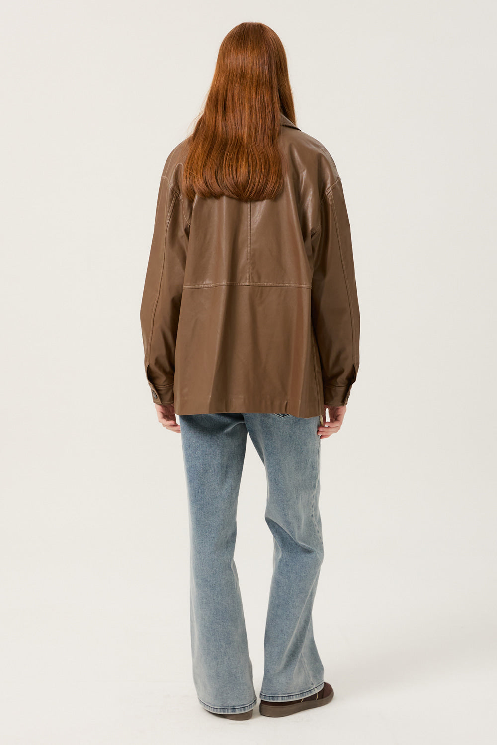 Reete Women's Contrast-Stitch Faux-Leather Collared Jacket U1F32LJK020 — original supplier image 389-gallery-06