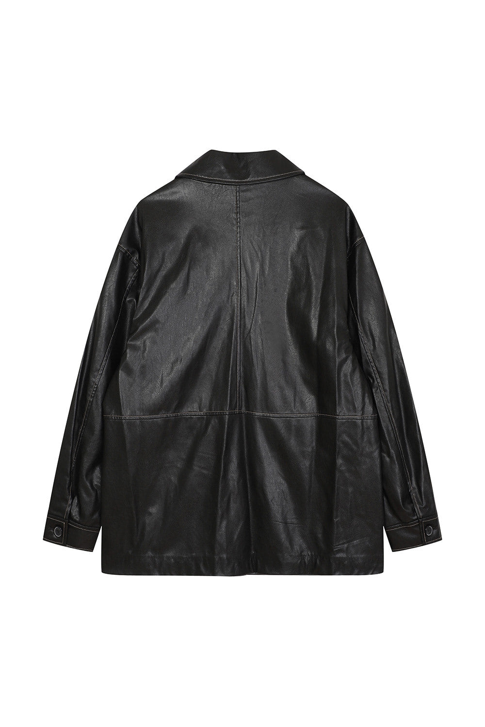 Reete Women's Contrast-Stitch Faux-Leather Collared Jacket U1F32LJK020 — original supplier image 389-gallery-08