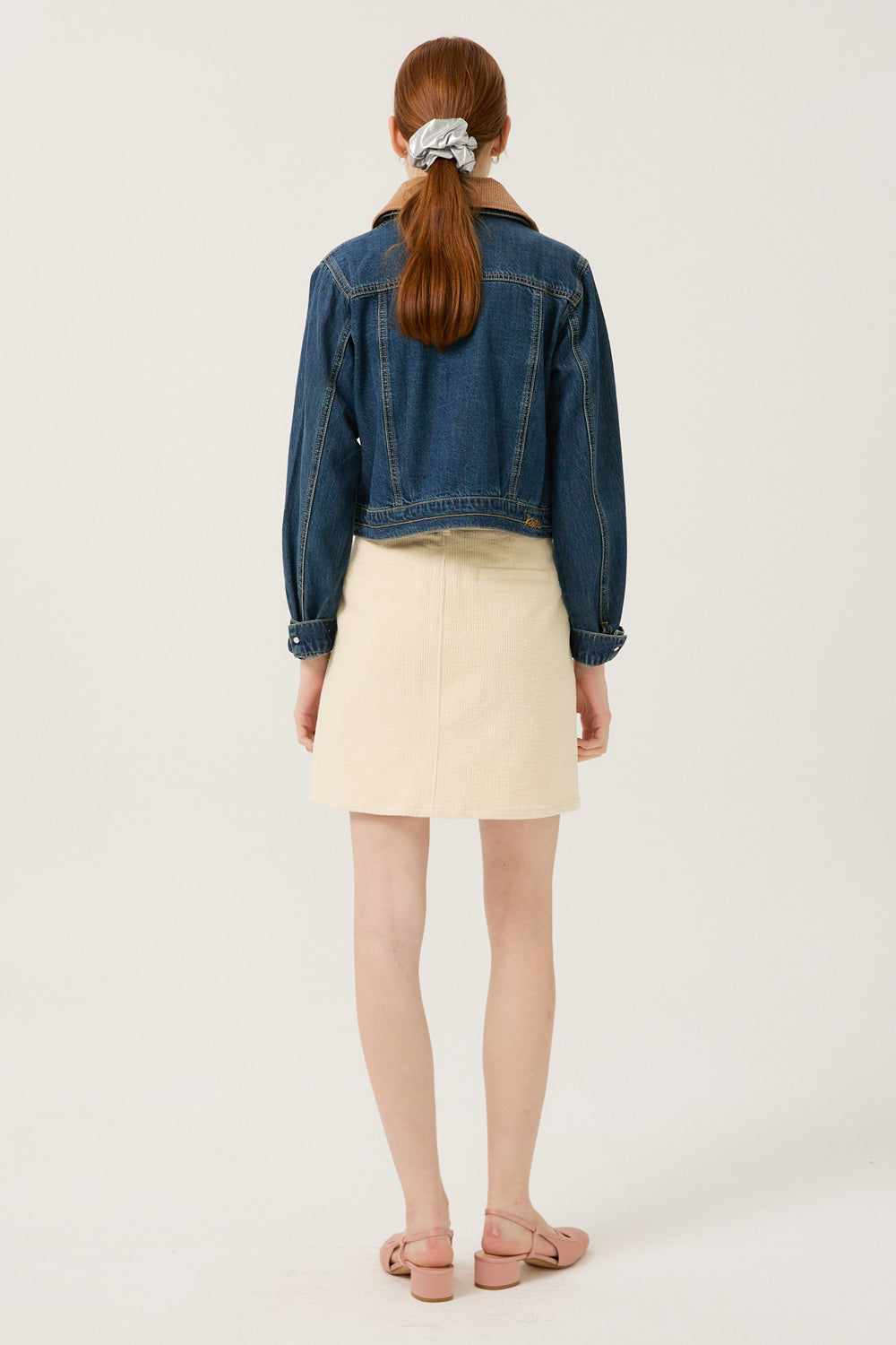 Reete Women's Corduroy-Collar Cropped Denim Jacket U1F32DJK010 — 392-gallery-06