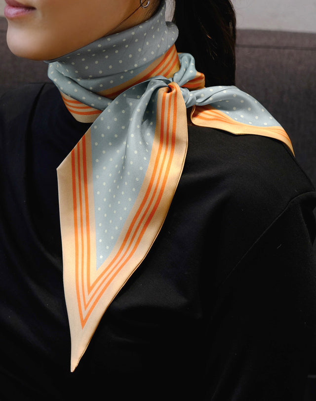 HAZZYS Dot-Pattern Silk Big Twilly Scarf HISC4E201B1 – Light Blue — original supplier image 413070003-gallery-01