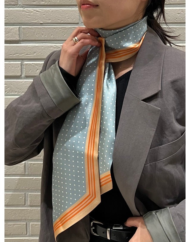 HAZZYS Dot-Pattern Silk Big Twilly Scarf HISC4E201B1 – Light Blue — original supplier image 413070003-gallery-03