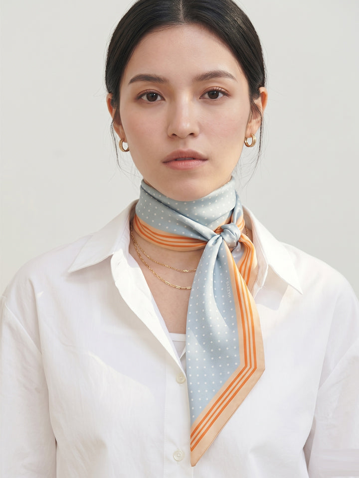 HAZZYS Dot-Pattern Silk Big Twilly Scarf HISC4E201B1 – Light Blue — original supplier image 413070003-hero-00