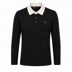 DENNIS Golf Men’s Contrast-Collar Ribbed Stretch Long-Sleeve Polo NARFMTS012 — original supplier image 435178823-gallery-02