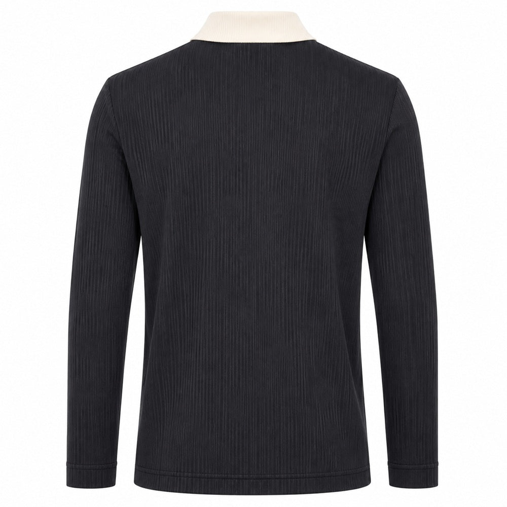 DENNIS Golf Men’s Contrast-Collar Ribbed Stretch Long-Sleeve Polo NARFMTS012 — original supplier image 435178823-gallery-03