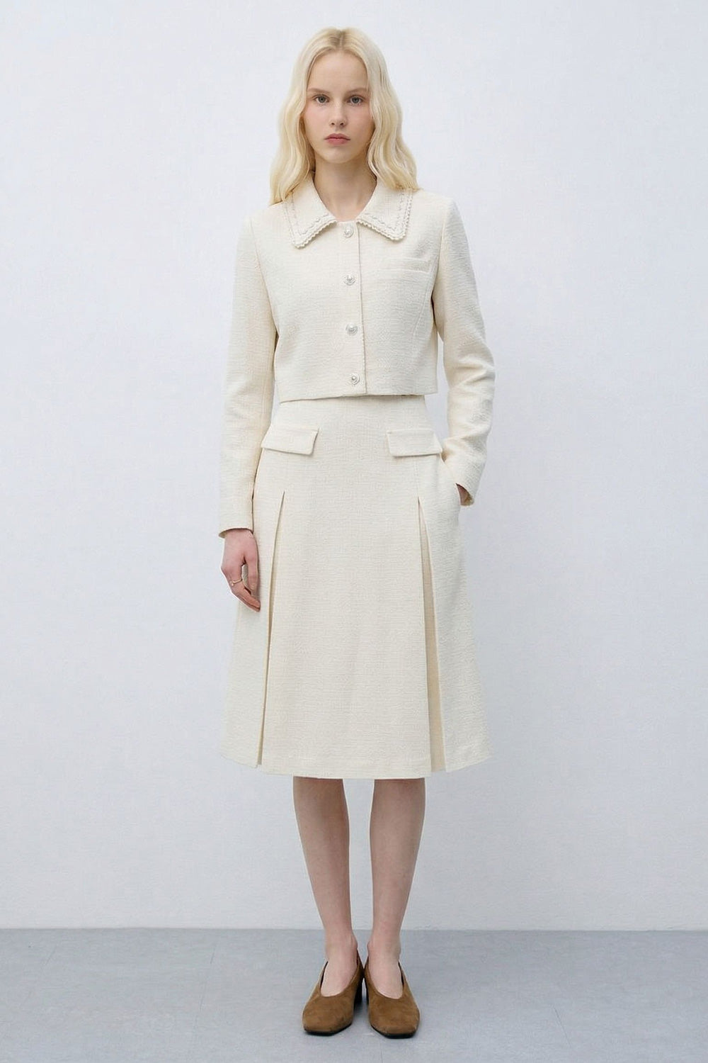 LESHOP BLANC Women's Cropped-Jacket-Effect Tweed Dress L1G11WOP010 — original supplier image 4502-gallery-00
