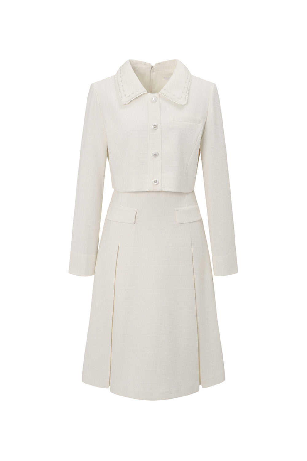 LESHOP BLANC Women's Cropped-Jacket-Effect Tweed Dress L1G11WOP010 — original supplier image 4502-gallery-01