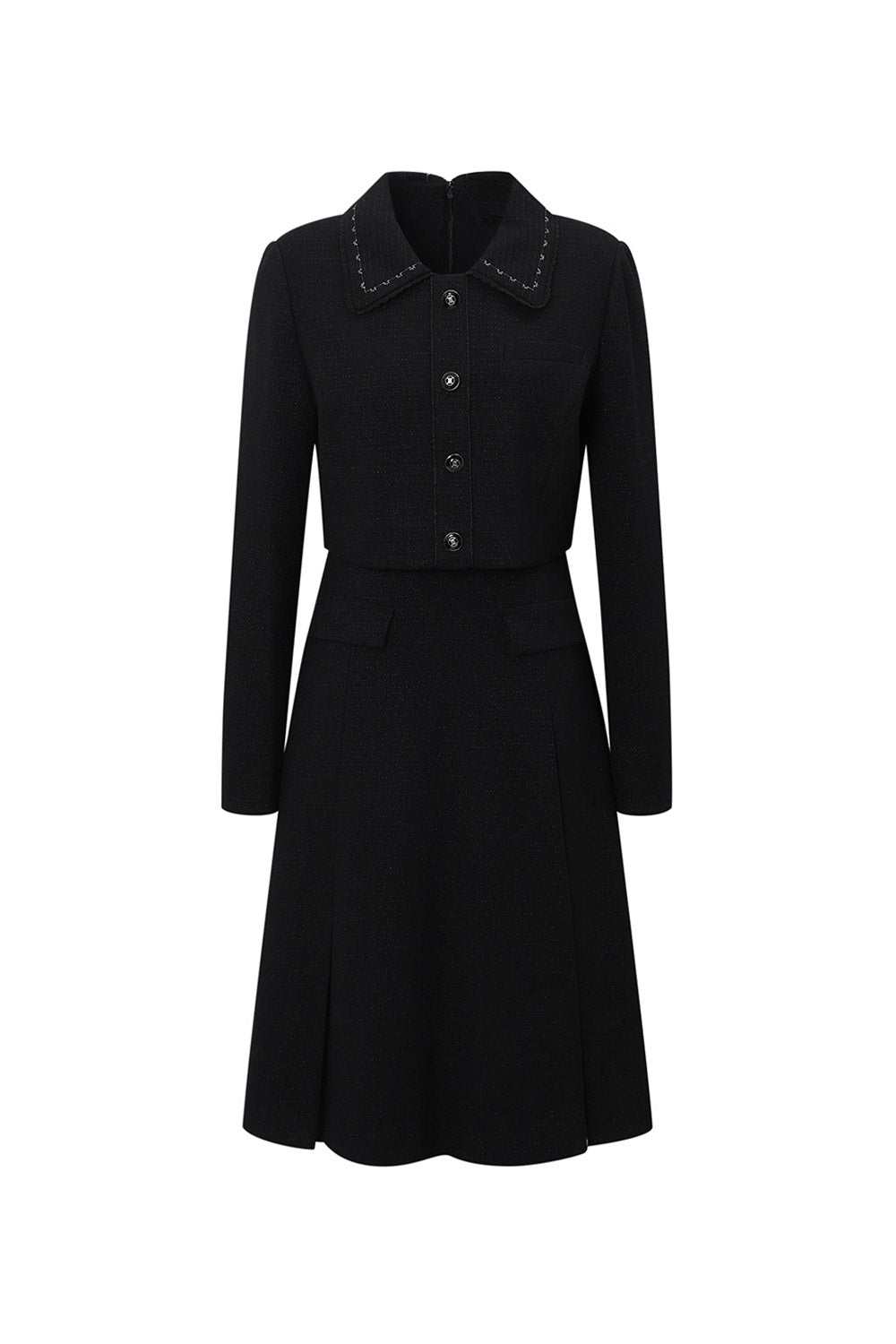LESHOP BLANC Women's Cropped-Jacket-Effect Tweed Dress L1G11WOP010 — original supplier image 4502-gallery-03