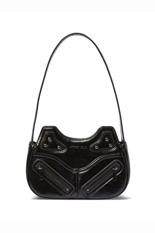 PRENDA Faux-Leather Zipper Shoulder Bag – Sand Beige & Black — original supplier image 4767315-hero-00