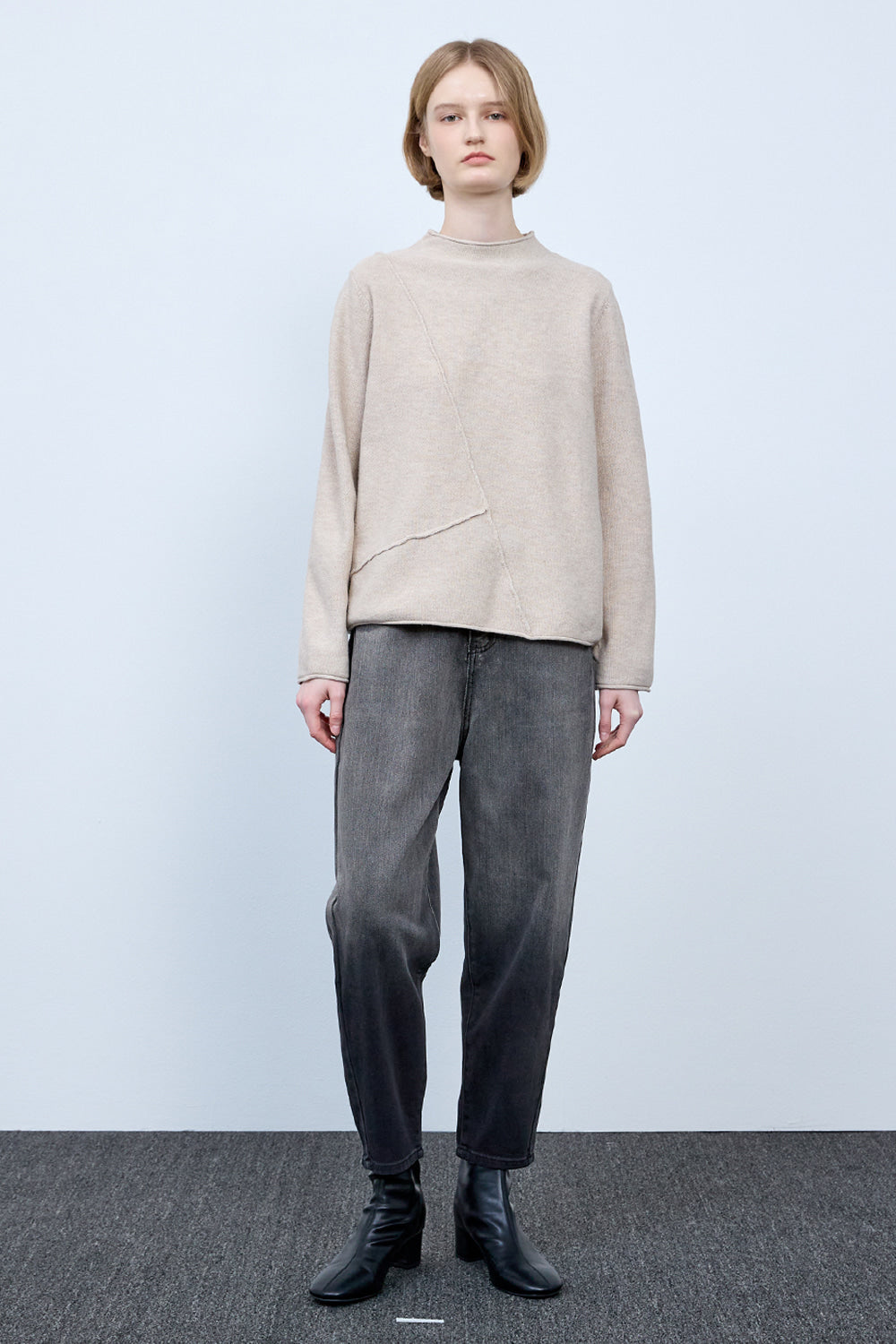 BONISPAX Diagonal-Pintuck Mock-Neck Sweater B1G15KPO110 — original supplier image 5412-gallery-01