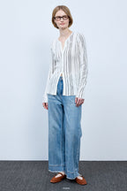 Bonispax Women's Vertical-Stripe Ribbed Cardigan B1G15KCD030 — 5492-gallery-01