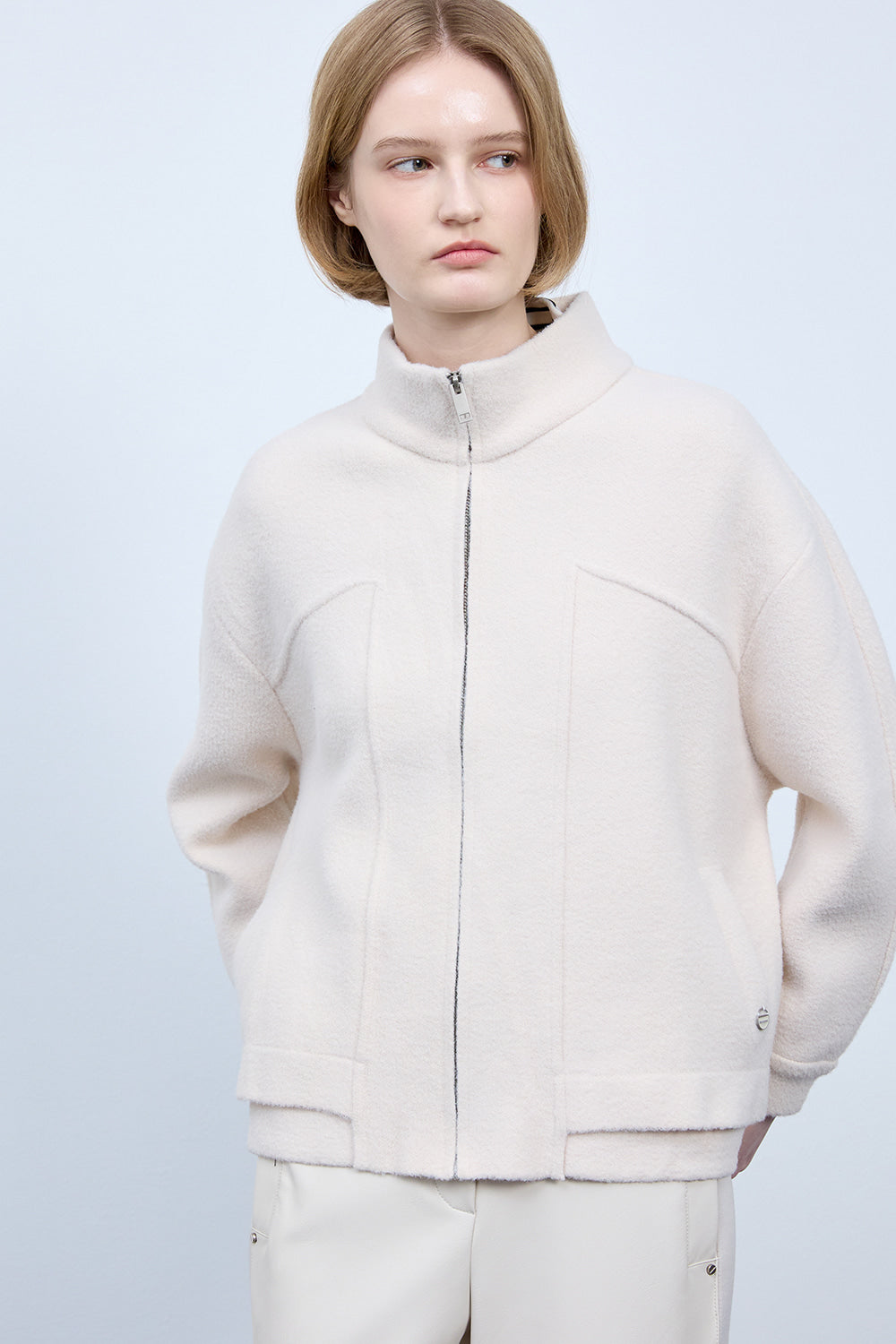 Bonispax Women's High-Neck Eyelash-Knit Zip Cardigan B1G15KCD040 — original supplier image 5493-gallery-00