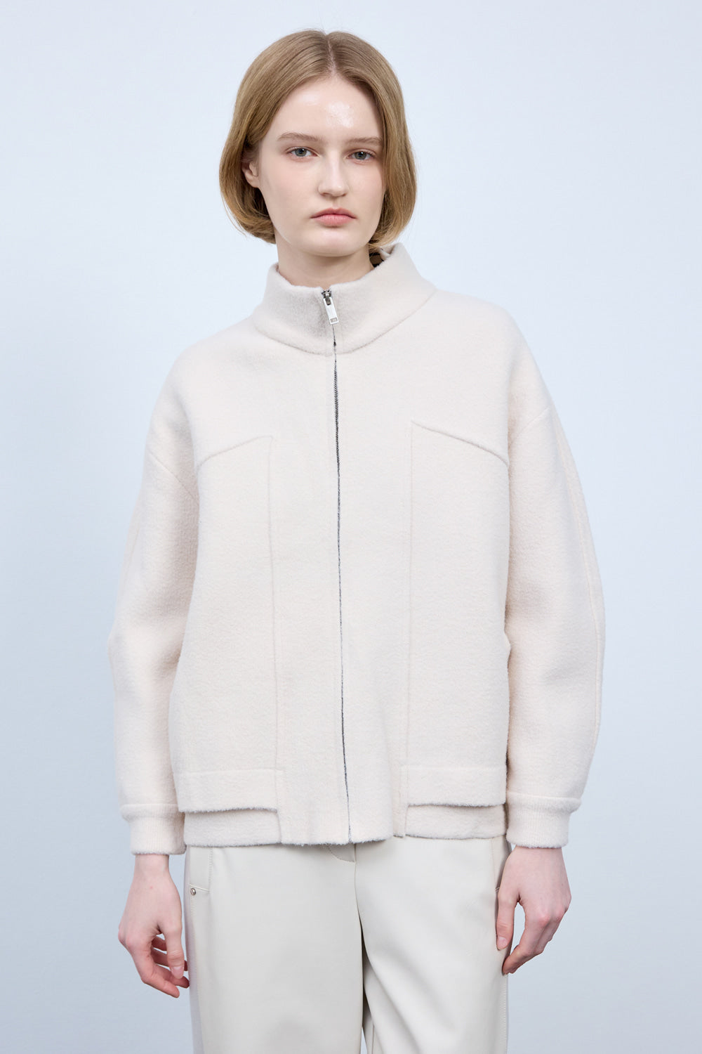 Bonispax Women's High-Neck Eyelash-Knit Zip Cardigan B1G15KCD040 — original supplier image 5493-gallery-02