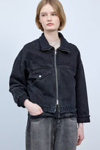 Bonispax Women's Knit-Collar Zip Denim Jacket B1G12DJK010 — 5496-gallery-00
