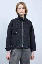 Bonispax Women's Knit-Collar Zip Denim Jacket B1G12DJK010 — 5496-gallery-02