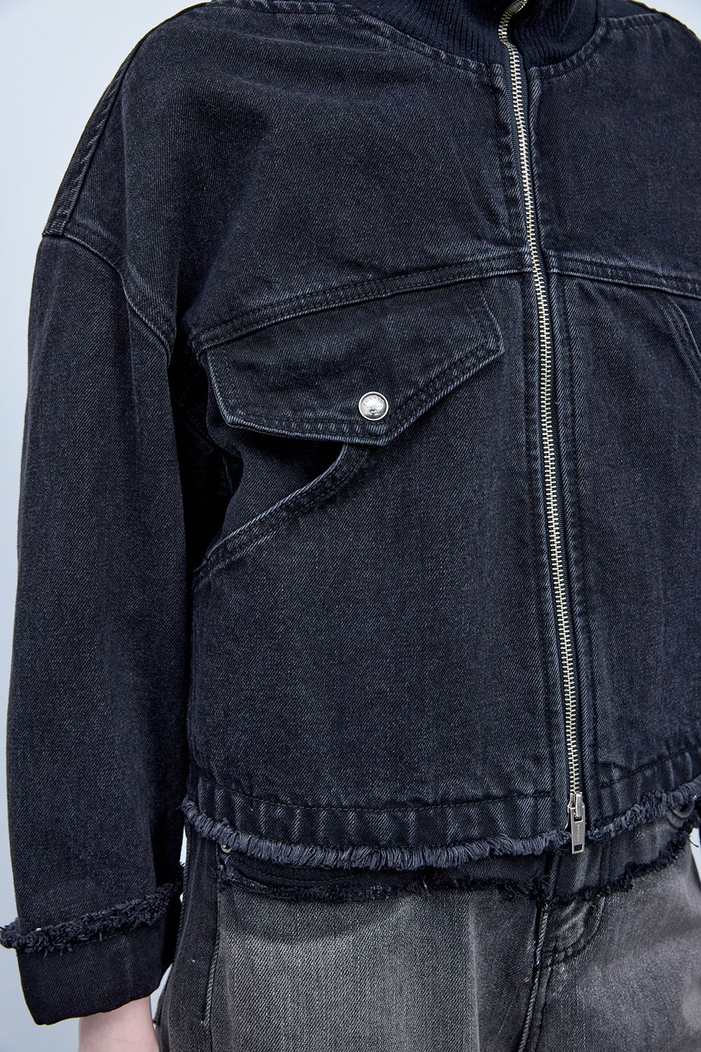 Bonispax Women's Knit-Collar Zip Denim Jacket B1G12DJK010 — 5496-gallery-05